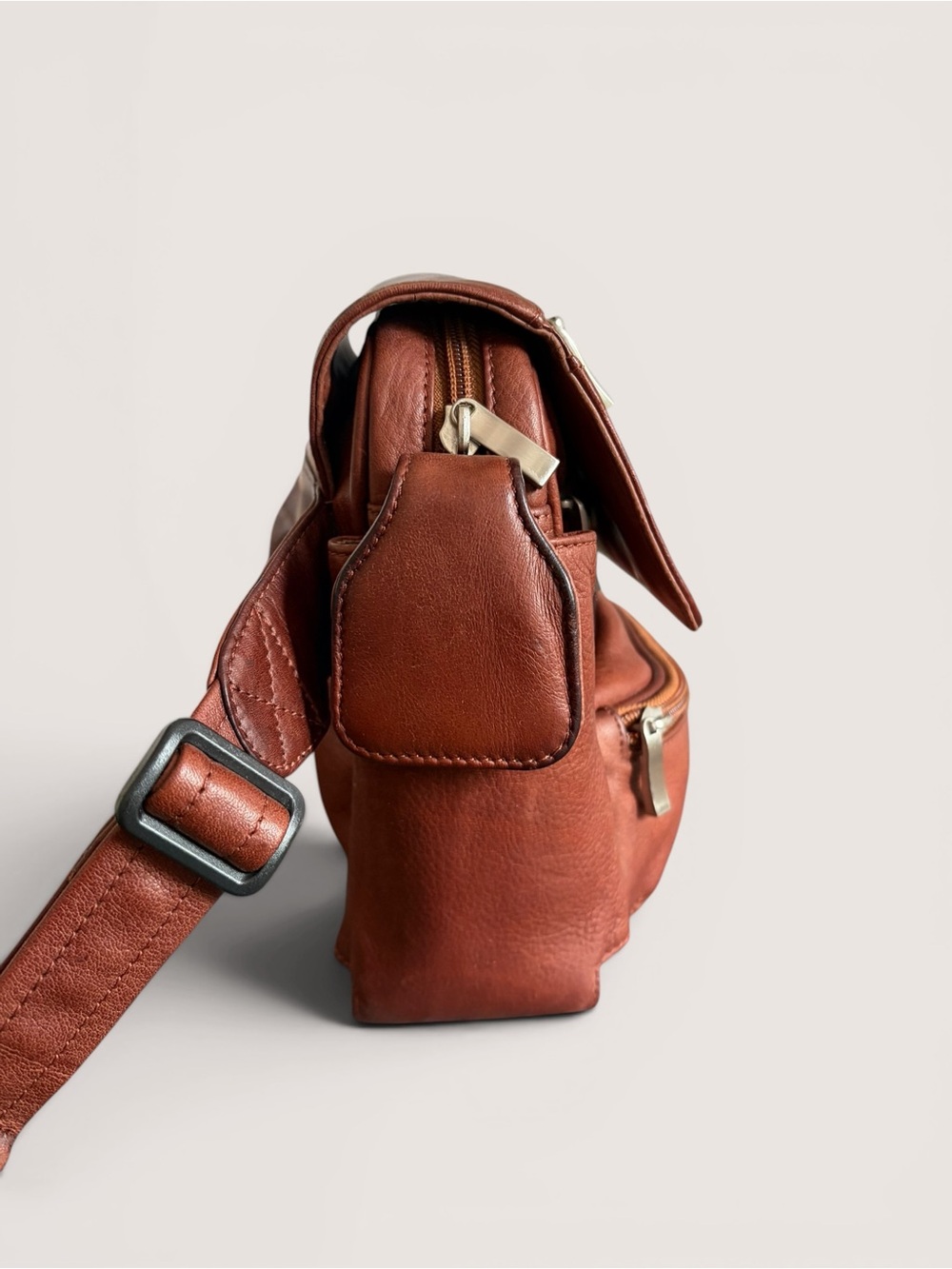 Leather Crossbody Sling Belt Bag in Brown - Picture 10 of 16